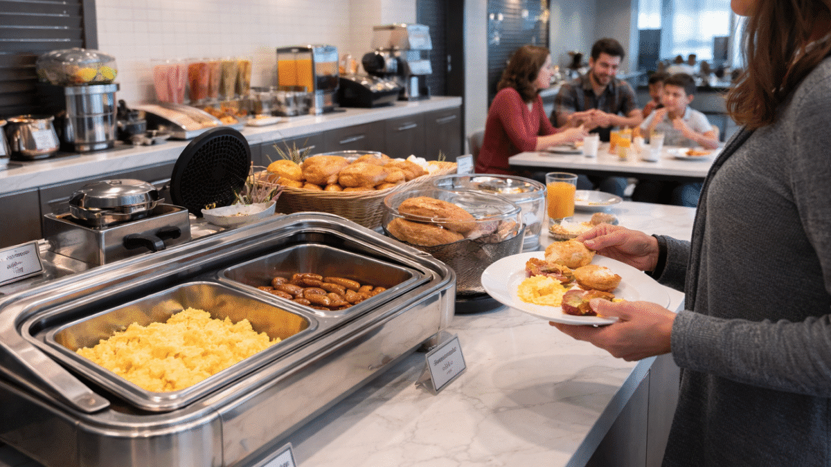 a person holding a plate of food