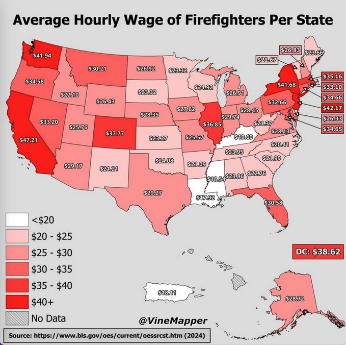 a map of the united states with red squares