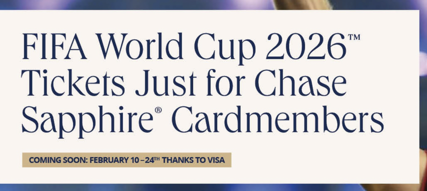 Chase Sapphire promotion offering early access to FIFA World Cup 2026 tickets