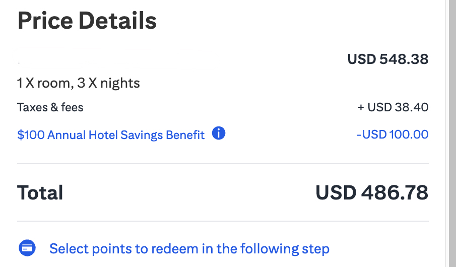a screenshot of a hotel savings benefits