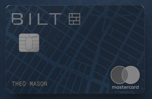 a blue credit card with a map and a city map