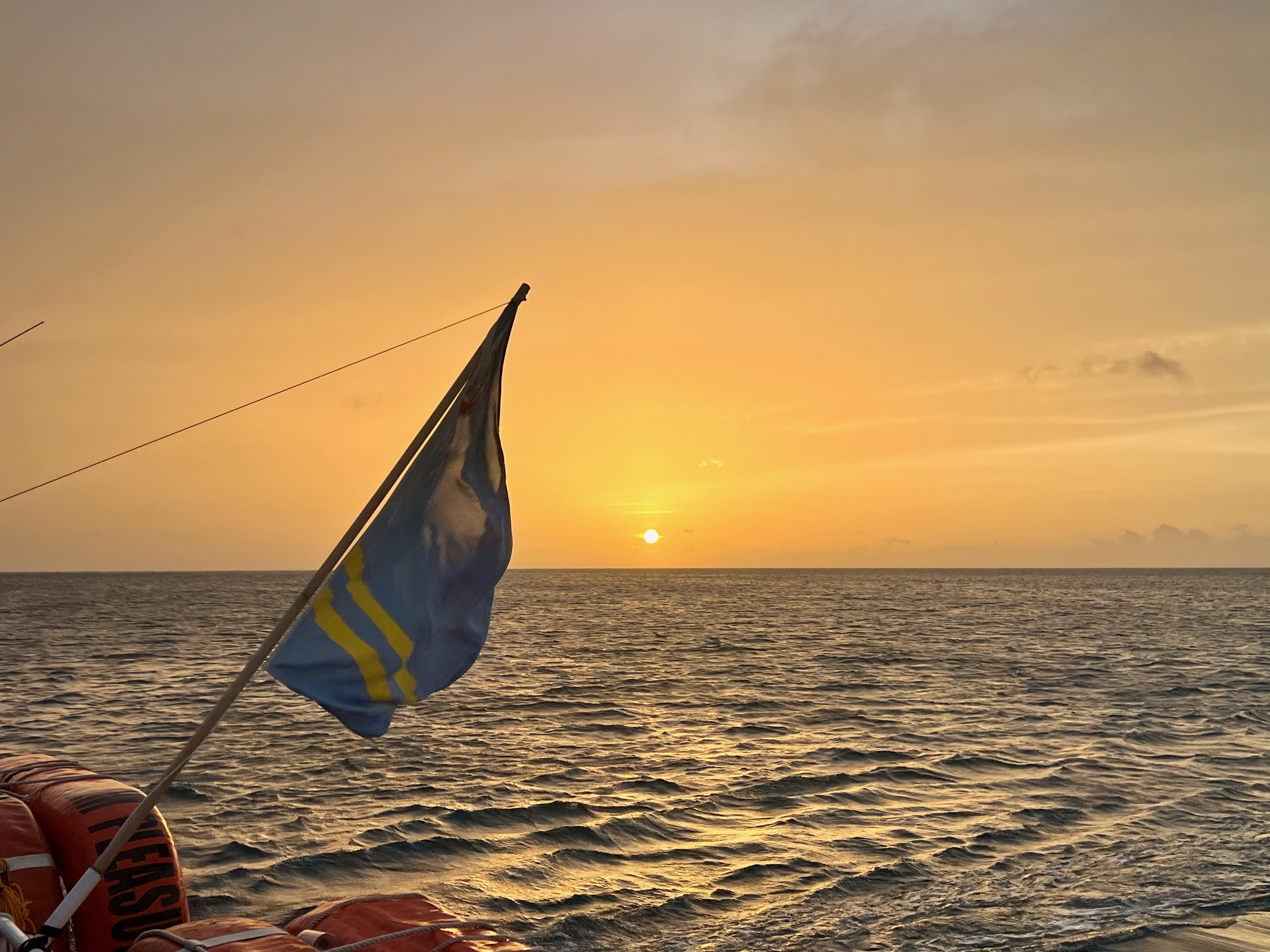 a flag on a boat