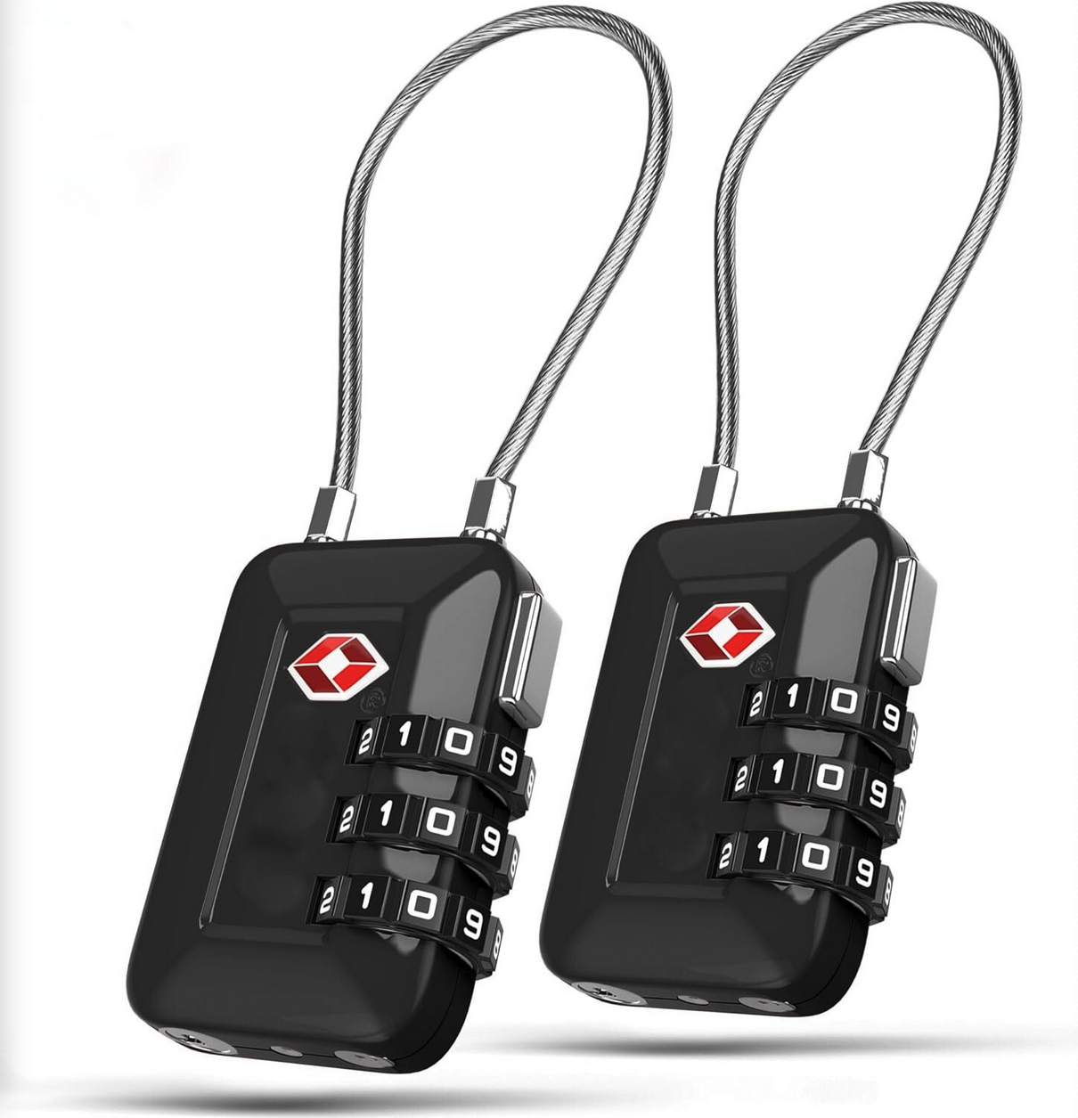 a couple of black combination locks