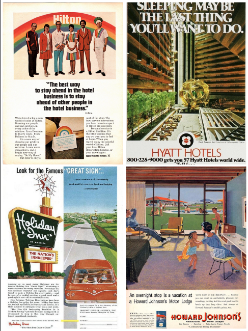 a collage of posters of hotels