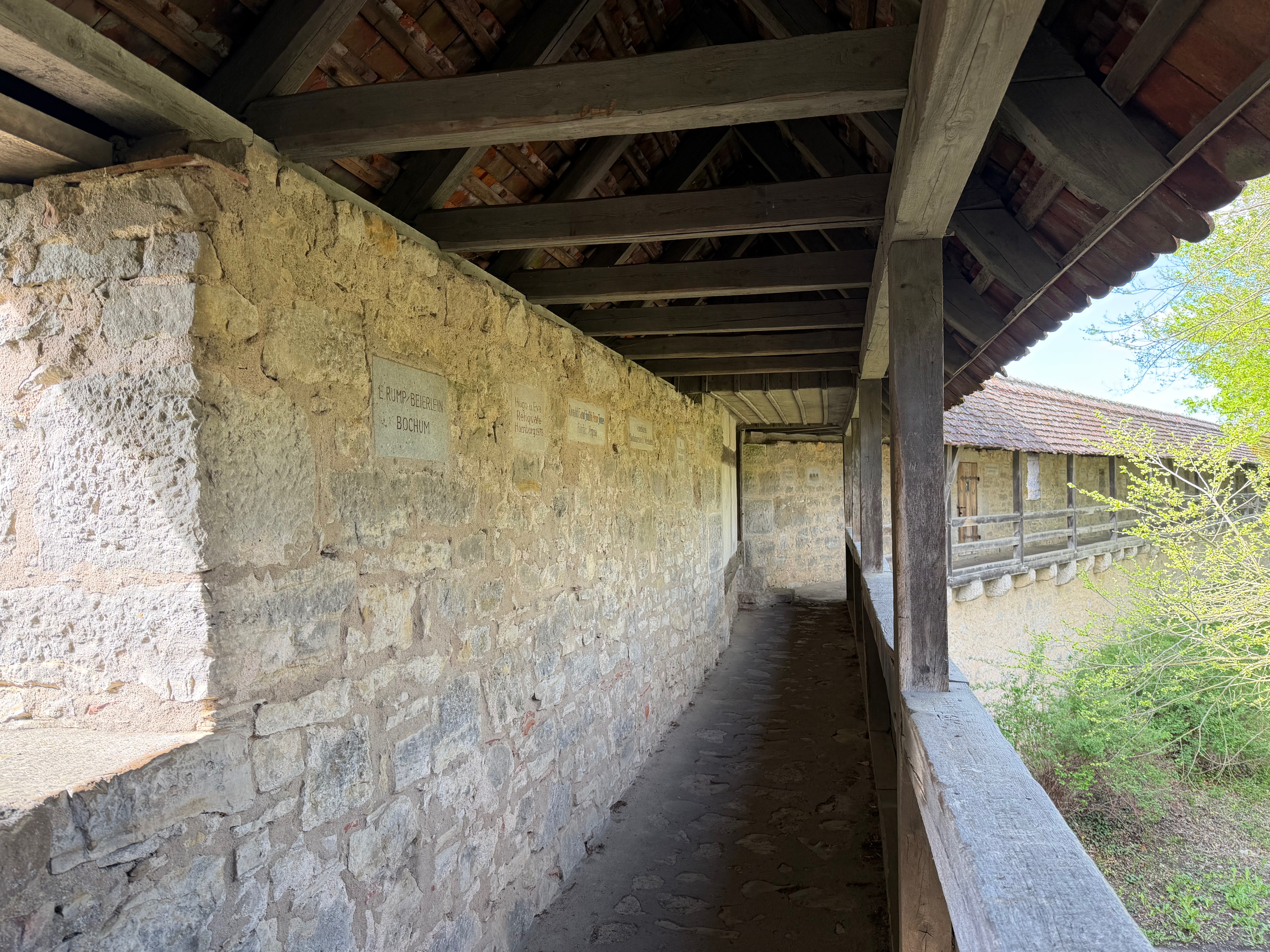Walking along the covered city wall